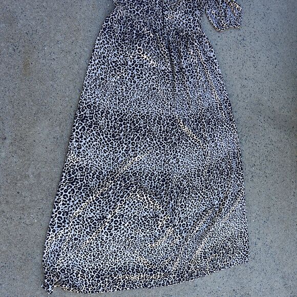 PrettyLittleThing Leopard Off Shoulder Maxi Dress w/ Thigh Slit | Size 12 - Picture 15 of 16